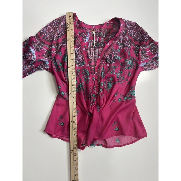 COPY - Free People Run Free Floral Blouse Pink XS - Picture 8 of 12